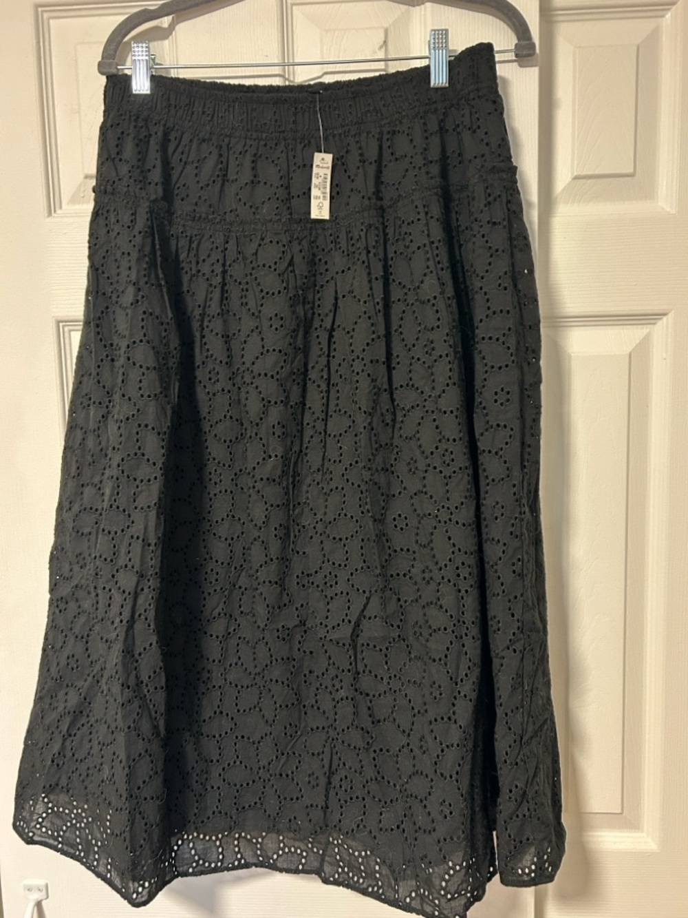 Madewell Black Eyelet Midi Skirt